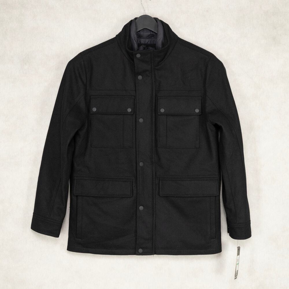 Guess Men Water Repellent Jacket Quilted Puffer Bib Black Size L (Pre-owned)